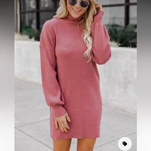 Pink Lily XL sweater dress pink rose berry mauve